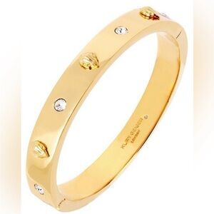 Kurt Geiger London Eagle Gold Hinged Crystal Bangle Bracelet - NWT